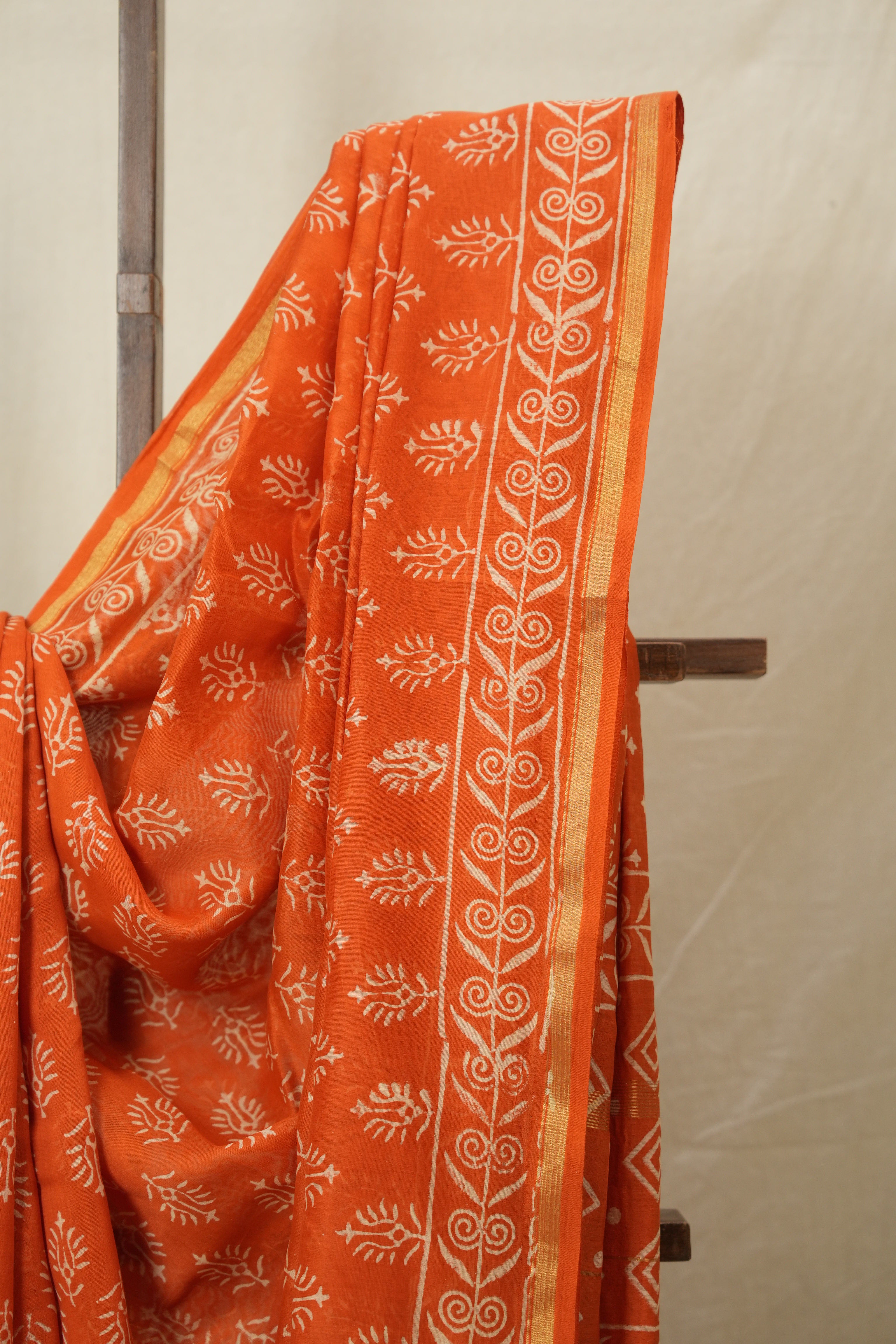 Orange HBP Cotton Silk Saree With Chanderi Border - SROCSS1547