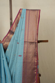 Sky Blue Maheshwari Tissue Saree - SRSBMTS201