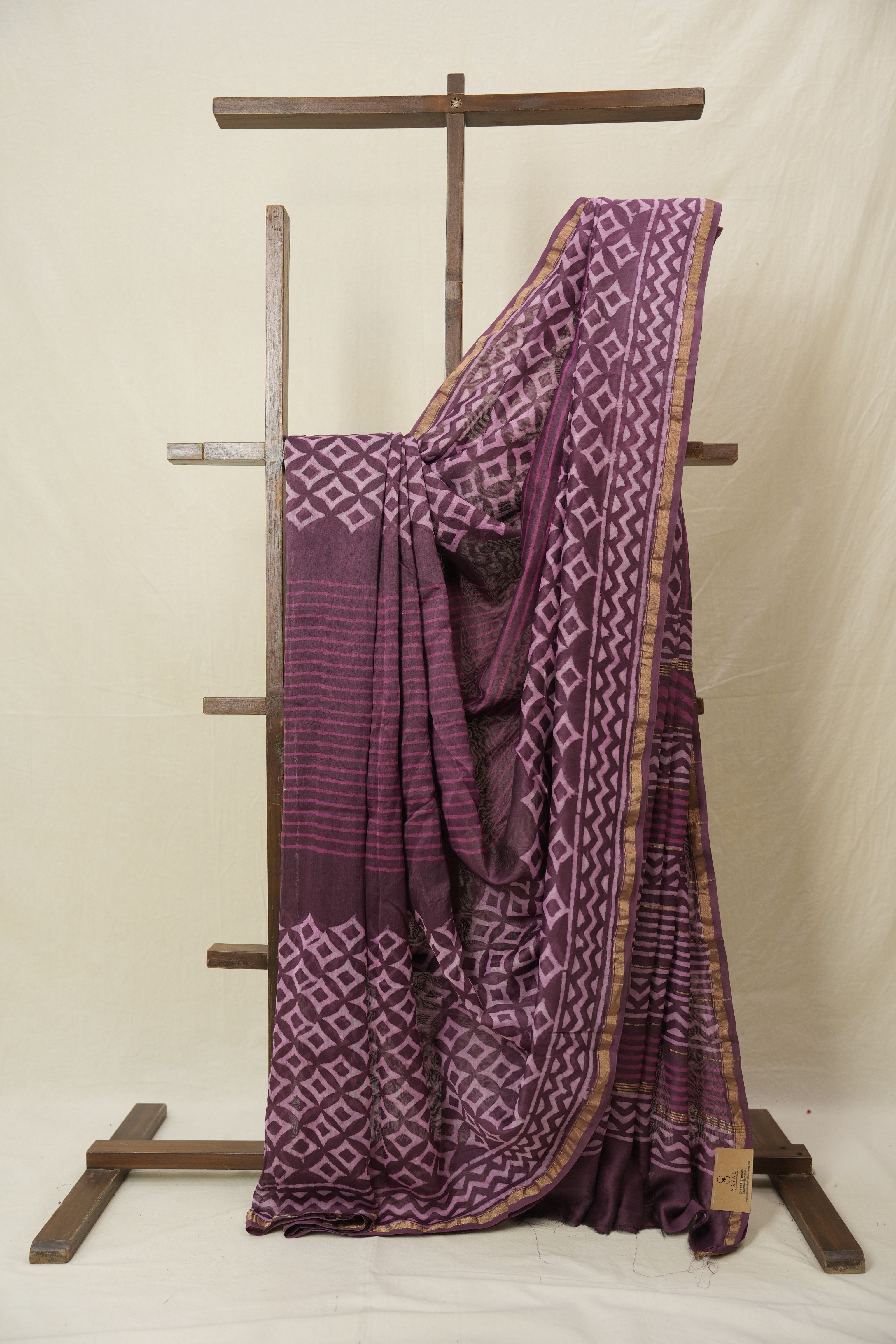 Dark Mauve HBP Cotton Silk Saree With Chanderi Border - SRDMCSS1546
