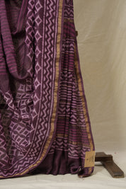 Dark Mauve HBP Cotton Silk Saree With Chanderi Border - SRDMCSS1546