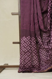 Dark Mauve HBP Cotton Silk Saree With Chanderi Border - SRDMCSS1546