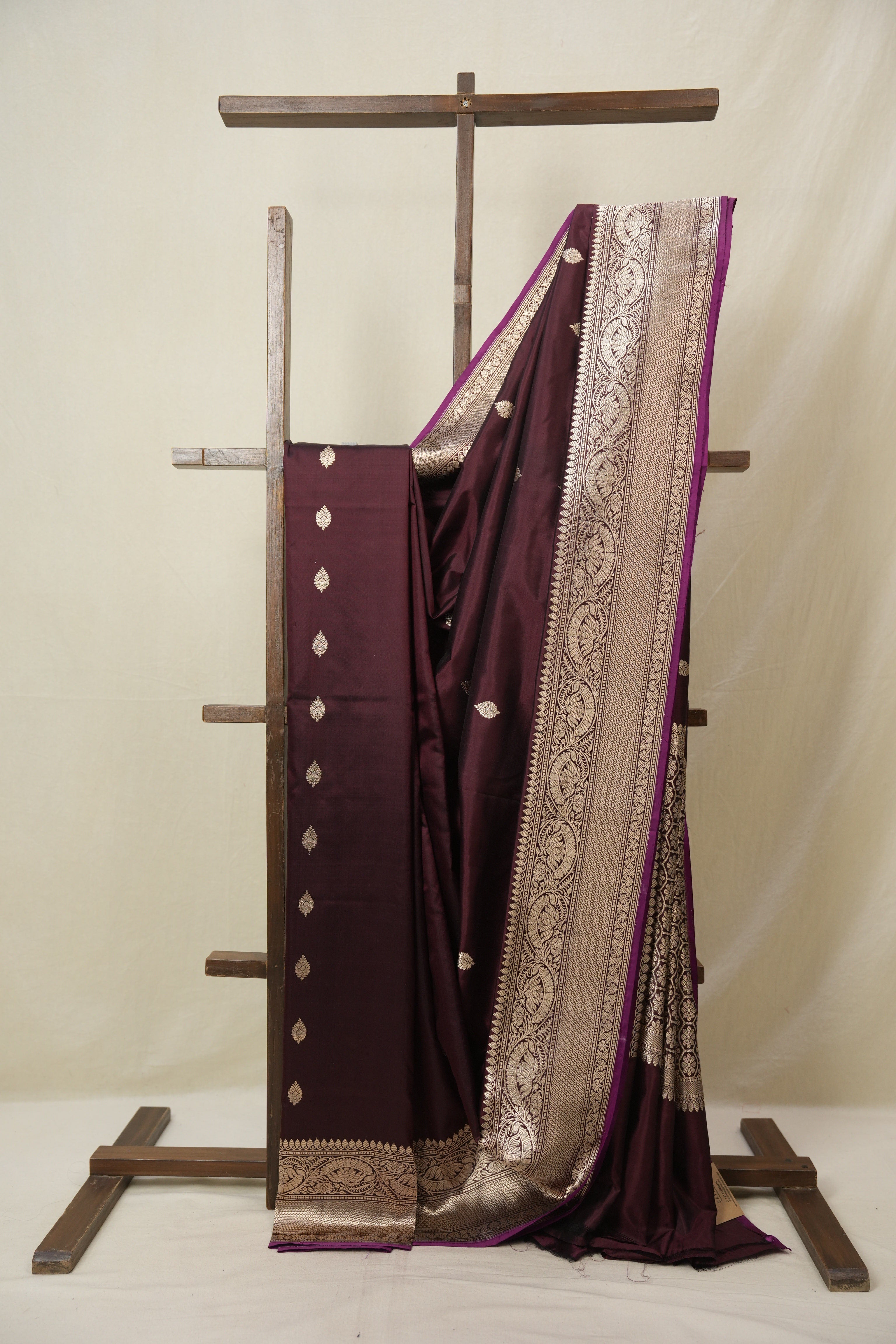 Wine Banarasi Silk Saree - SRWBSS893