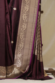 Wine Banarasi Silk Saree - SRWBSS893