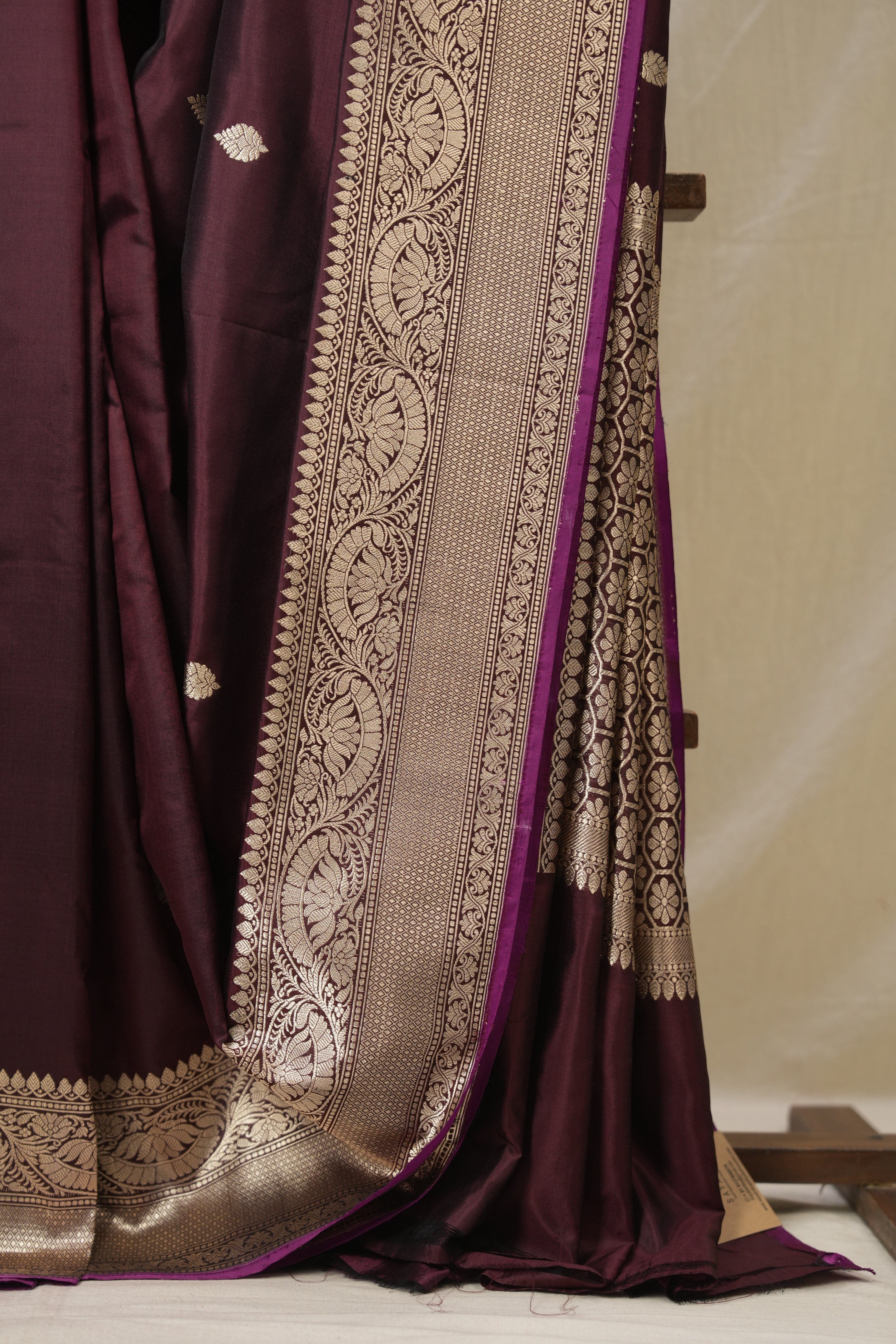 Wine Banarasi Silk Saree - SRWBSS893