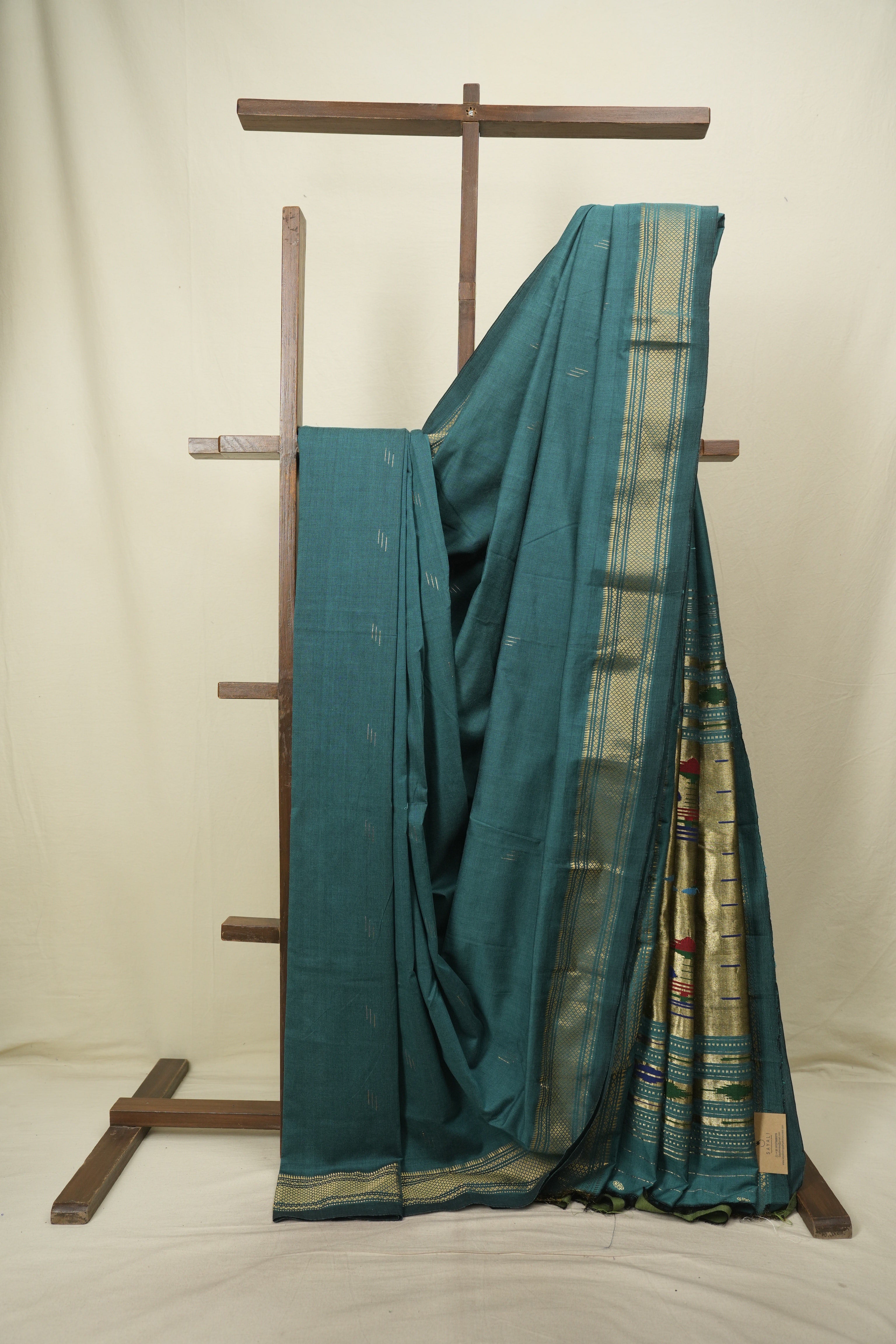 Teal Cotton Paithani Saree - SRTCPS845