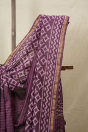 Dark Mauve HBP Cotton Silk Saree With Chanderi Border - SRDMCSS1546