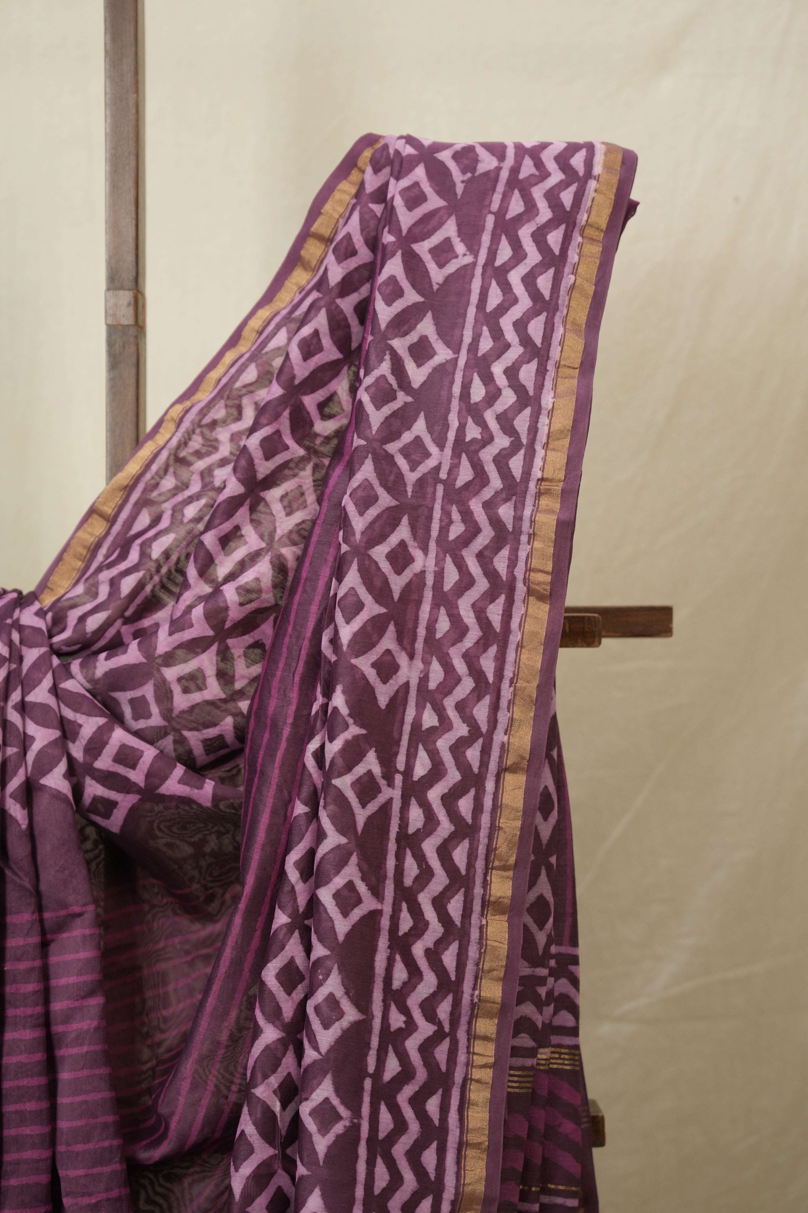 Dark Mauve HBP Cotton Silk Saree With Chanderi Border - SRDMCSS1546