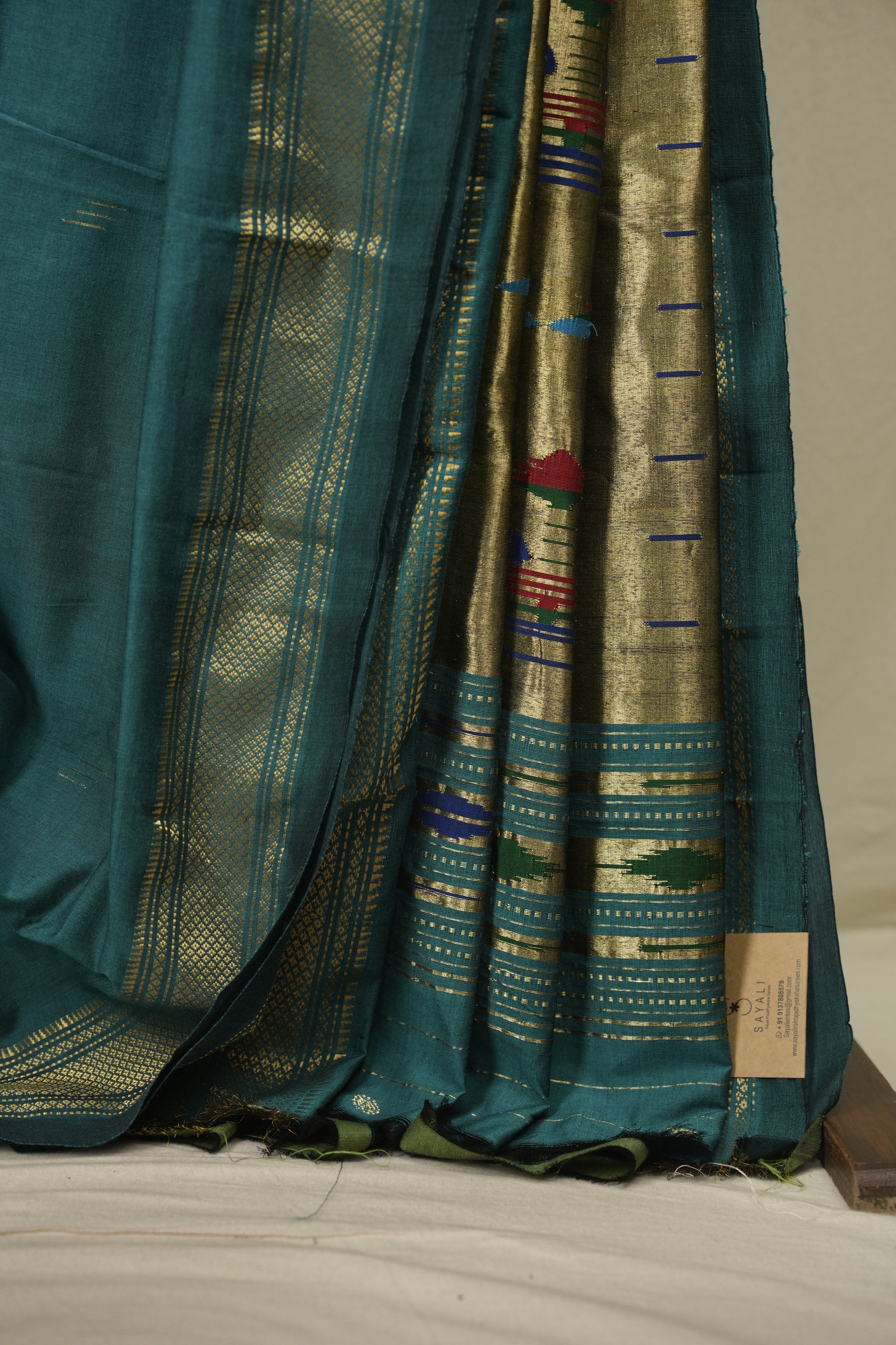 Teal Cotton Paithani Saree - SRTCPS845