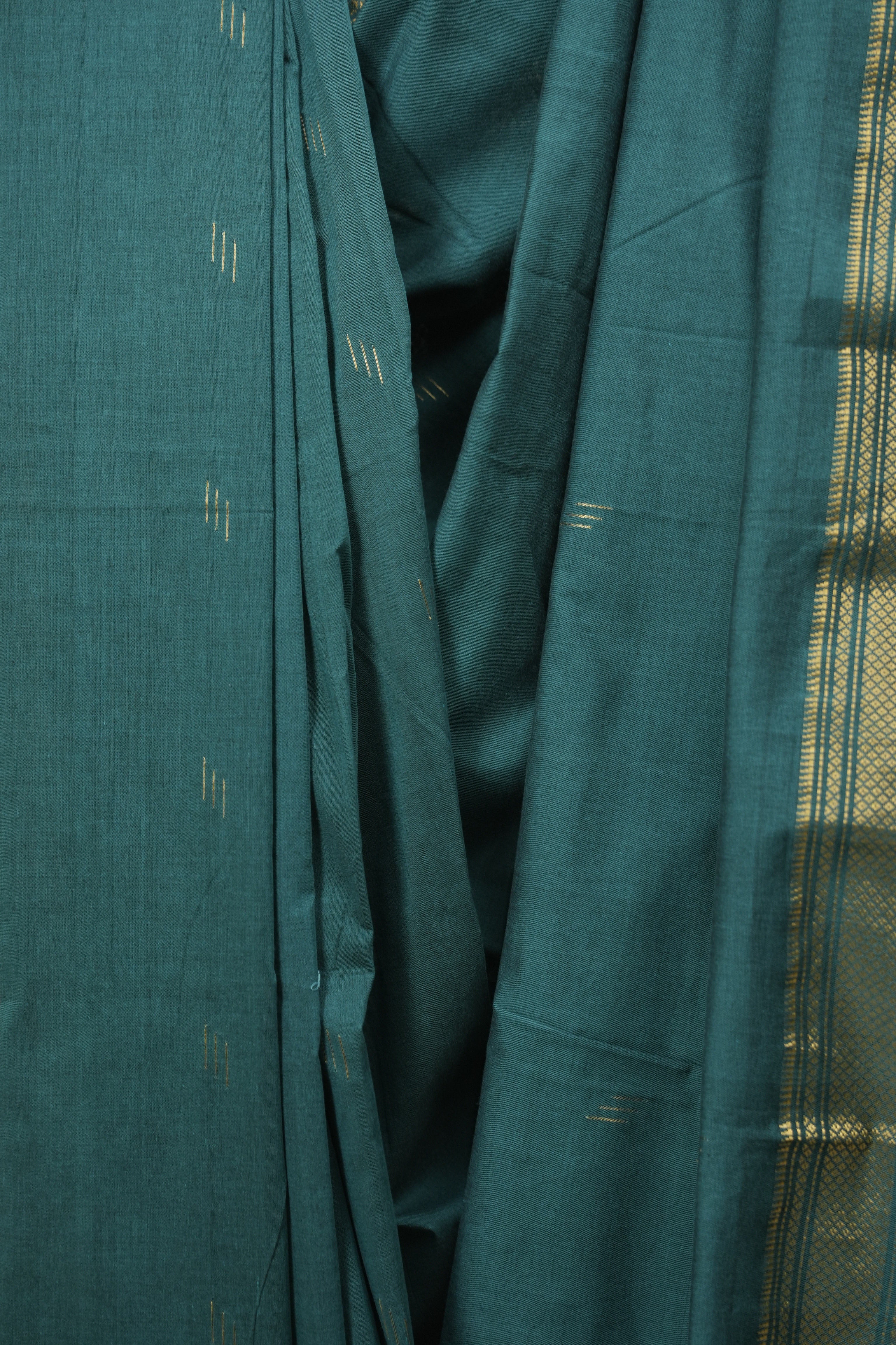 Teal Cotton Paithani Saree - SRTCPS845