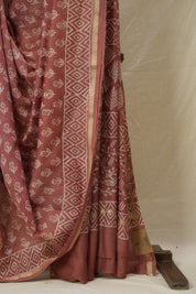 Dusty Peach HBP Cotton Silk Saree With Chanderi Border - SRDPCSS1545