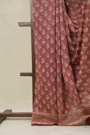 Dusty Peach HBP Cotton Silk Saree With Chanderi Border - SRDPCSS1545