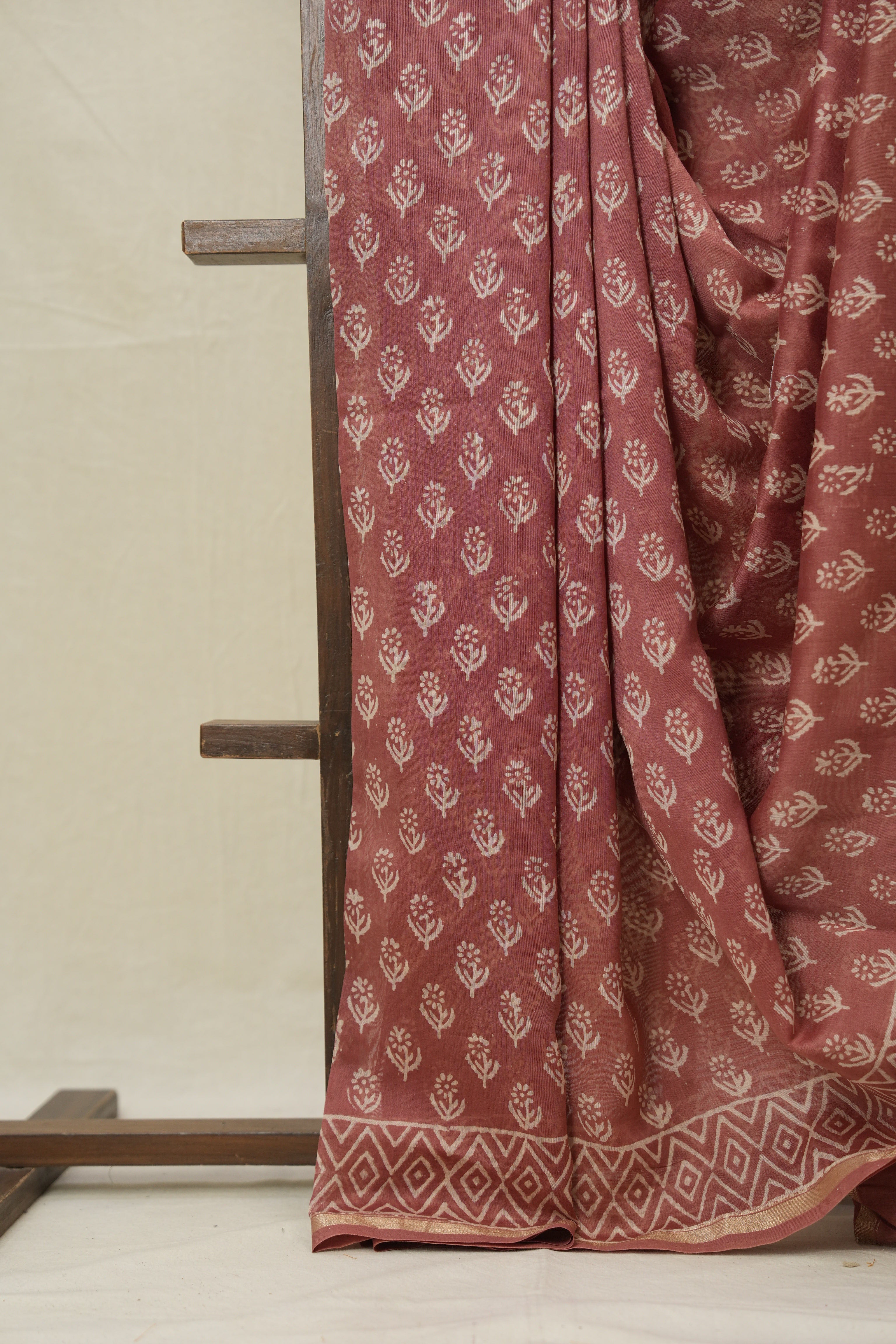 Dusty Peach HBP Cotton Silk Saree With Chanderi Border - SRDPCSS1545
