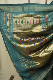 Teal Cotton Paithani Saree - SRTCPS845