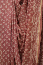 Dusty Peach HBP Cotton Silk Saree With Chanderi Border - SRDPCSS1545
