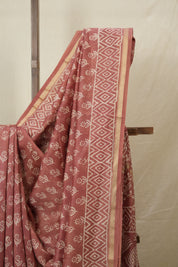 Dusty Peach HBP Cotton Silk Saree With Chanderi Border - SRDPCSS1545
