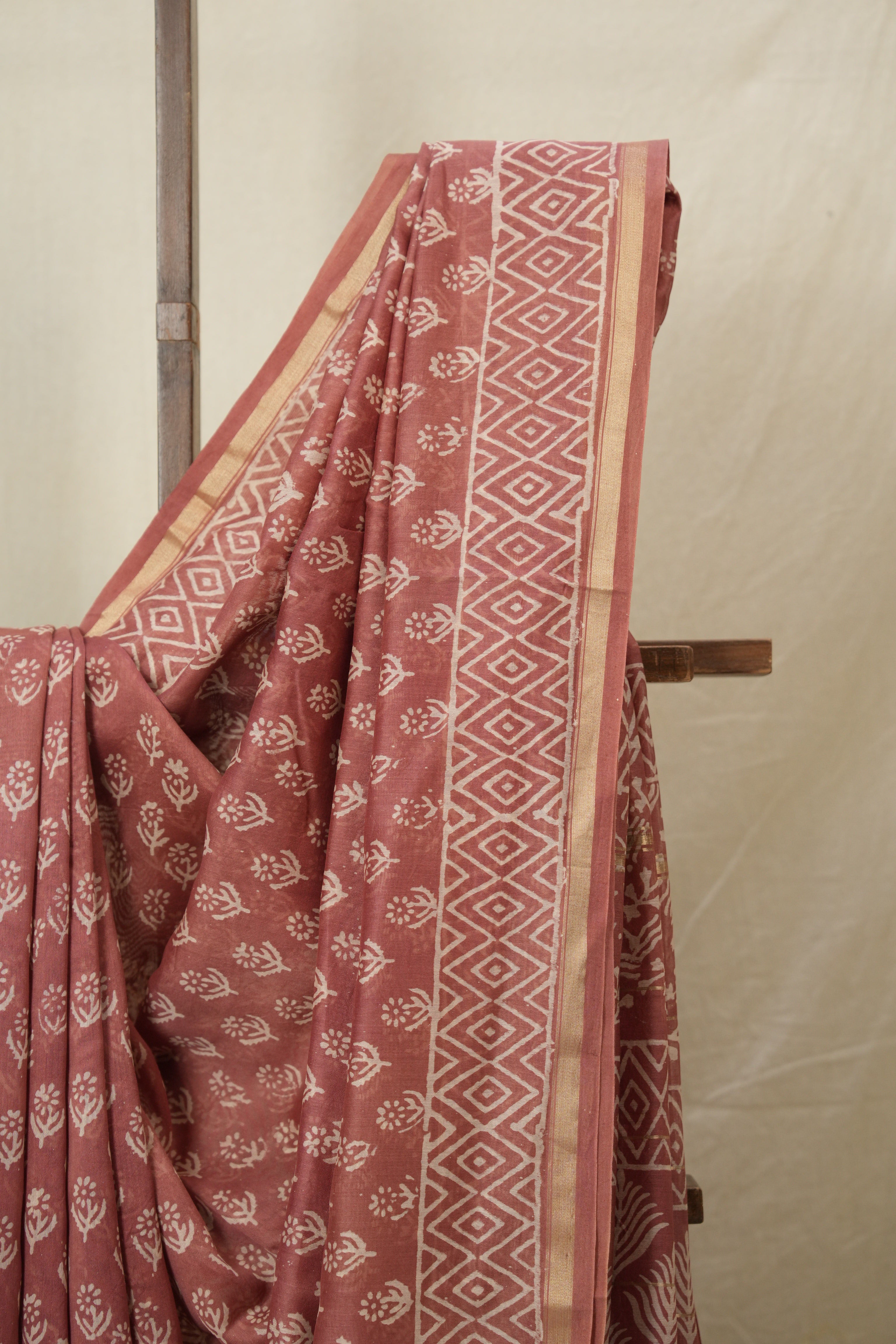Dusty Peach HBP Cotton Silk Saree With Chanderi Border - SRDPCSS1545