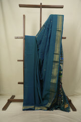 Peacock Blue Cotton Paithani Saree - SRPBCPS842