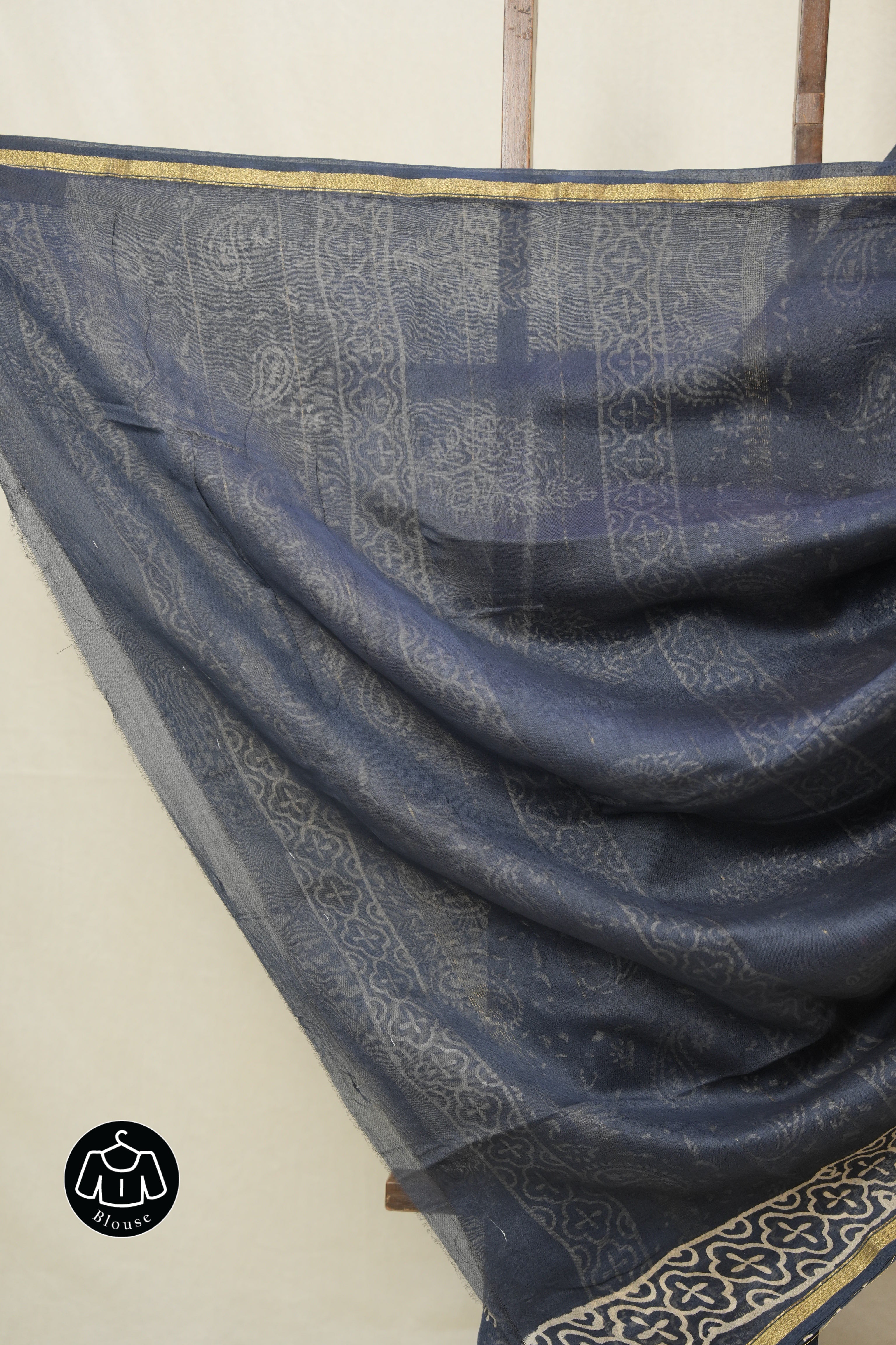 Navy Blue HBP Cotton Silk Saree With Chanderi Border - SRNBCSS1552