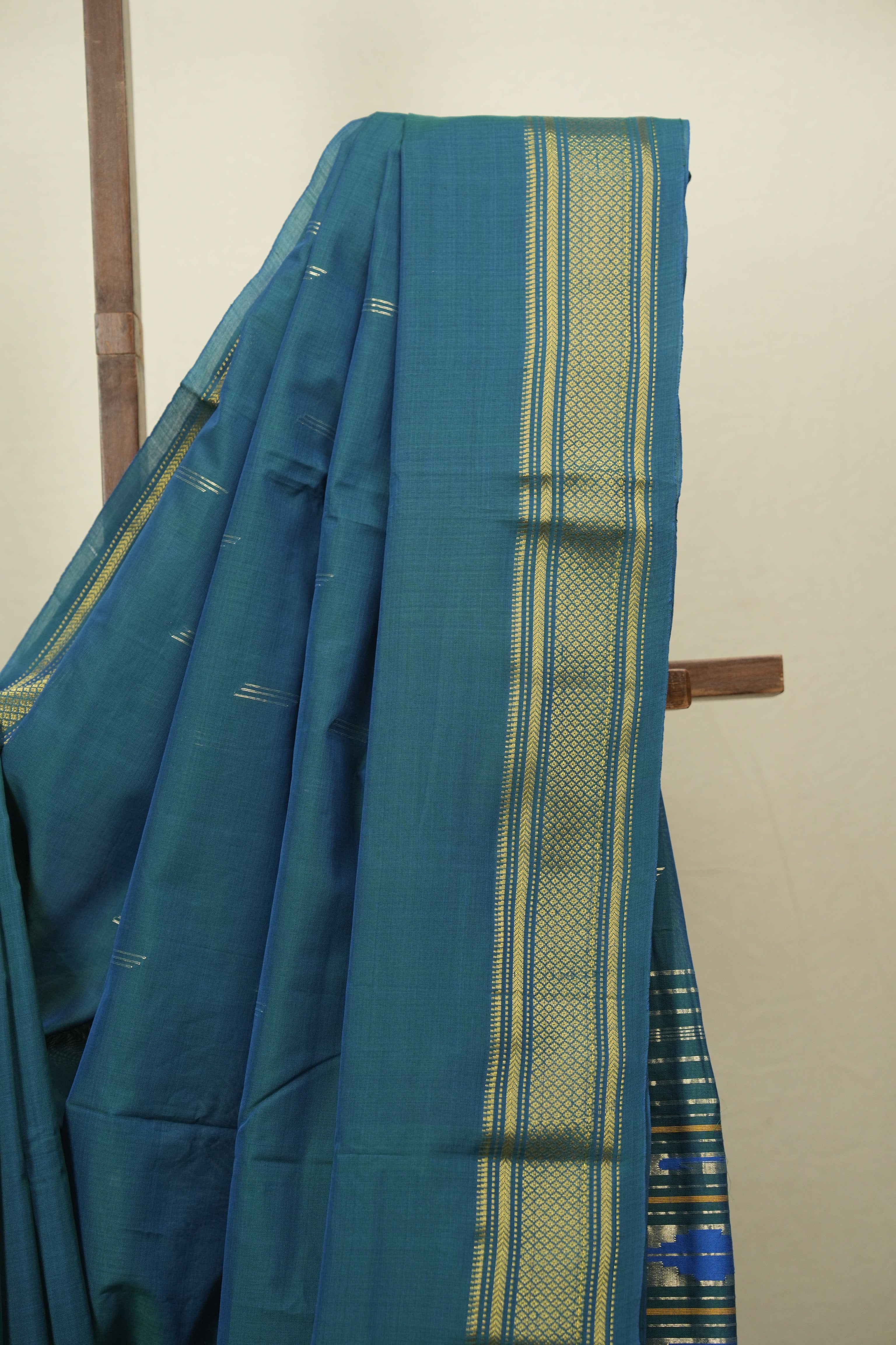 Peacock Blue Cotton Paithani Saree - SRPBCPS842