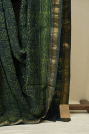 Green HBP Cotton Silk Saree With Maheshwari Border - SRGCSS1702