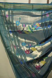 Peacock Blue Cotton Paithani Saree - SRPBCPS842