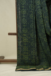 Green HBP Cotton Silk Saree With Maheshwari Border - SRGCSS1702
