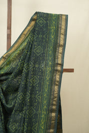 Green HBP Cotton Silk Saree With Maheshwari Border - SRGCSS1702