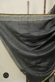 Black Grey HBP Cotton Silk Saree With Chanderi Border - SRBGCSS1551