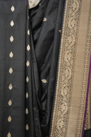 Black Banarasi Silk Saree - SRBBSS896