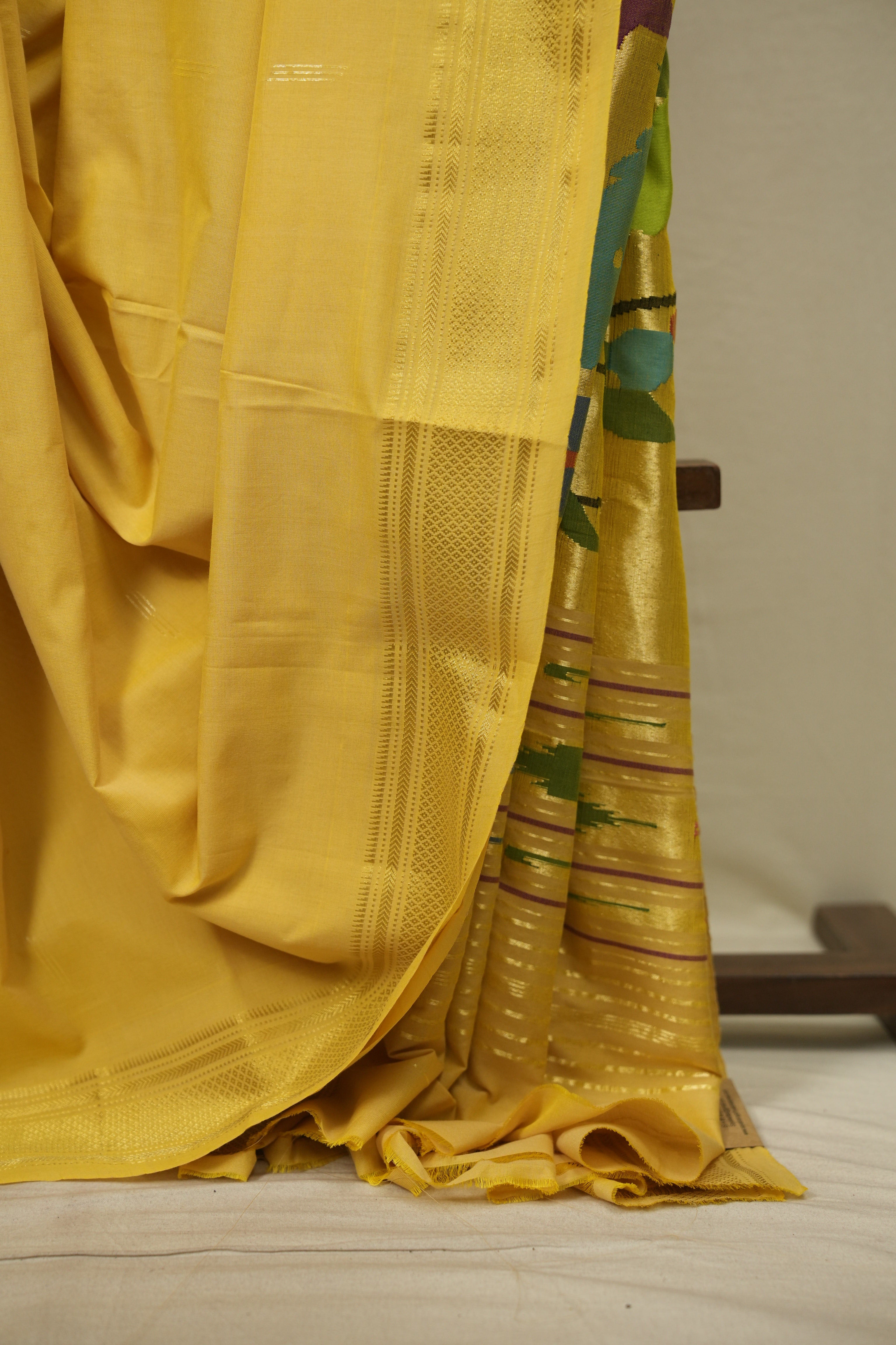Yellow Cotton Paithani Saree - SRYCPS836