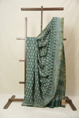 Emrald Green HBP Cotton Silk Saree With Chanderi Border - SREGCSS1557
