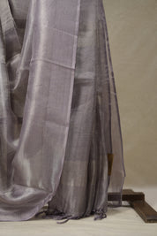 Lavender Tissue Tussar Silk Saree - SRLTTSS605