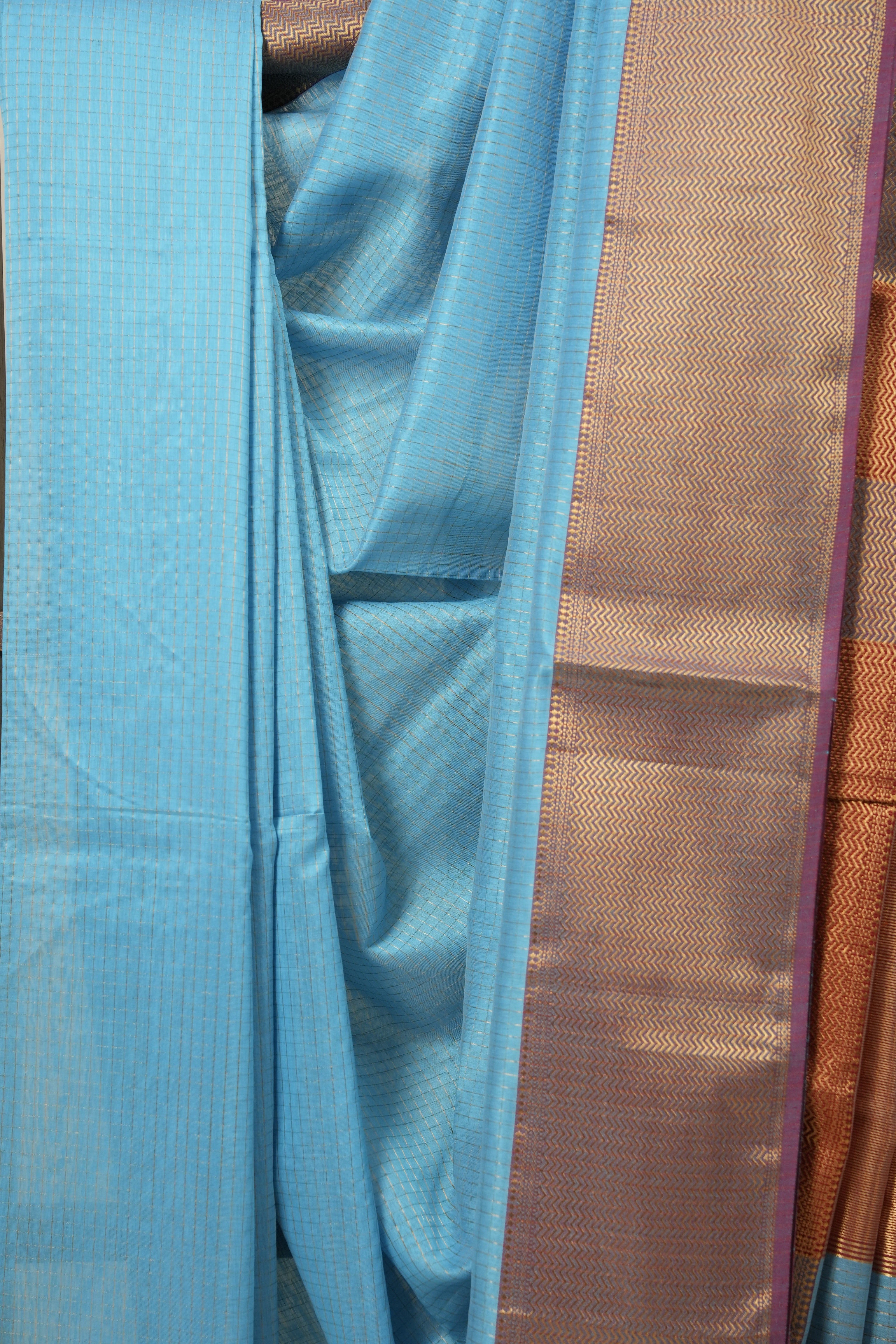 Sky Blue Maheshwari Saree - SRSBMS173