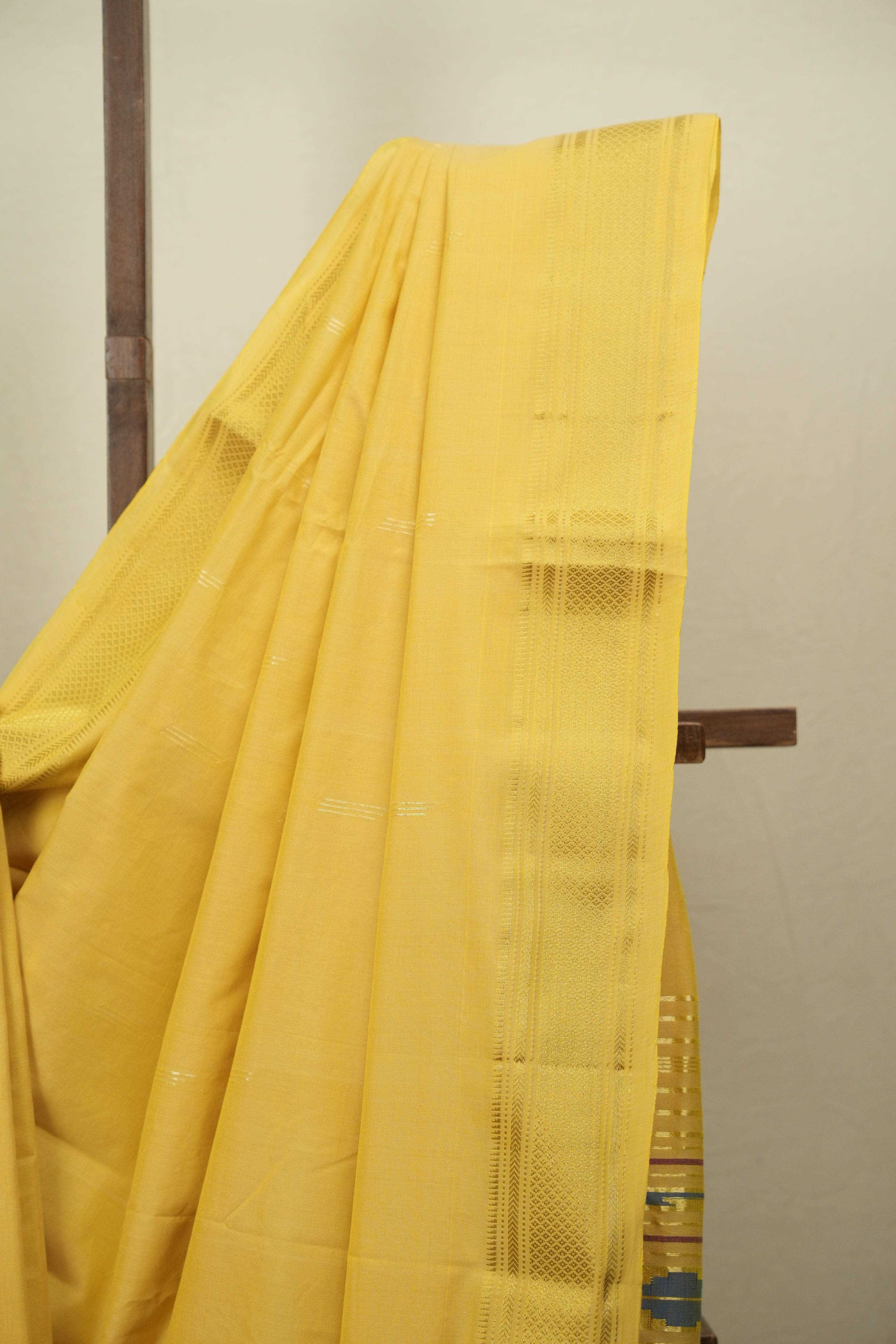 Yellow Cotton Paithani Saree - SRYCPS836
