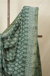 Emrald Green HBP Cotton Silk Saree With Chanderi Border - SREGCSS1557
