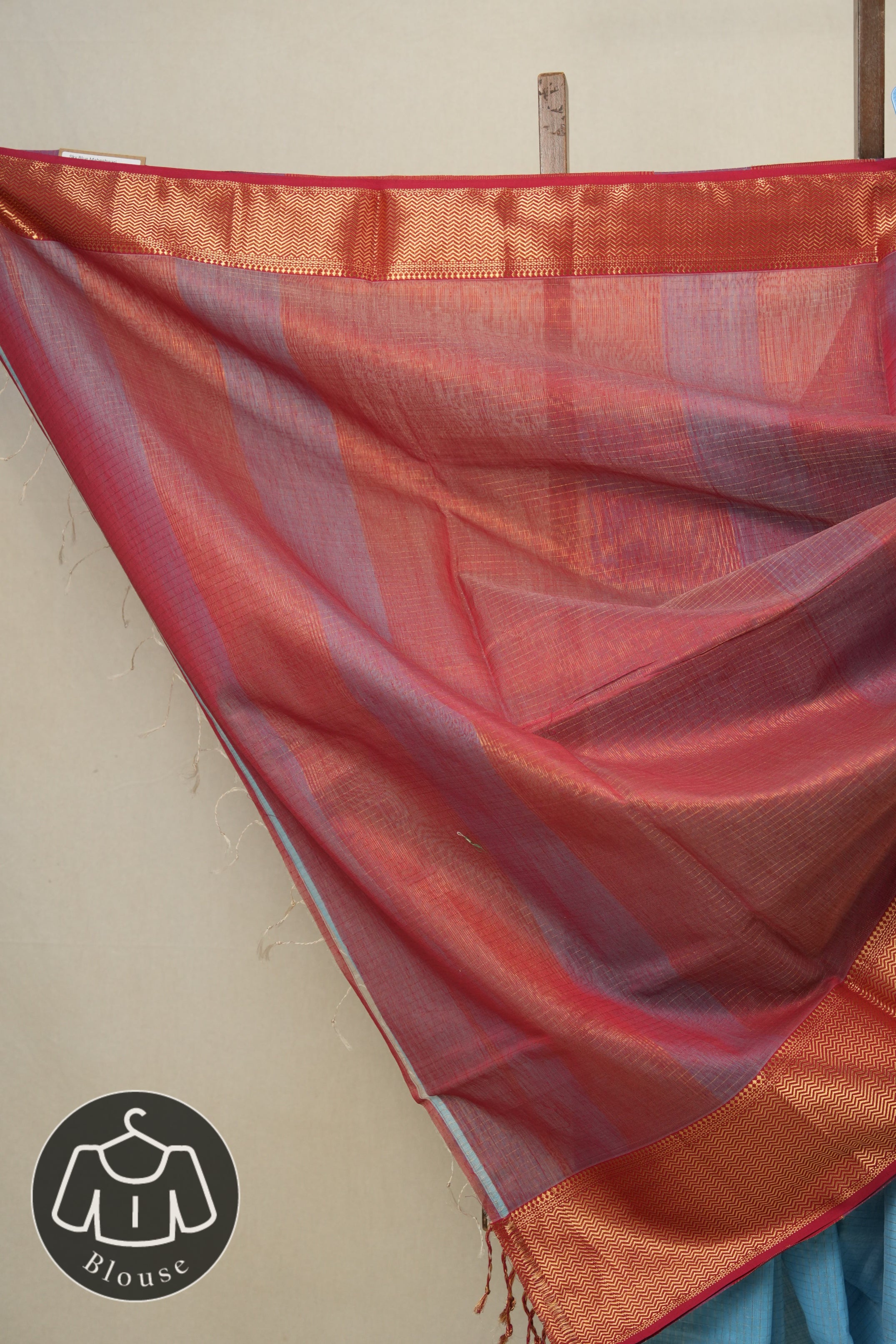 Sky Blue Maheshwari Saree - SRSBMS173