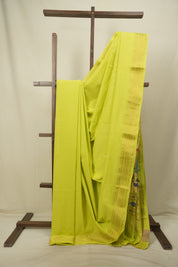 Lime Green Cotton Paithani Saree - SRLGCPS839
