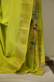 Lime Green Cotton Paithani Saree - SRLGCPS839