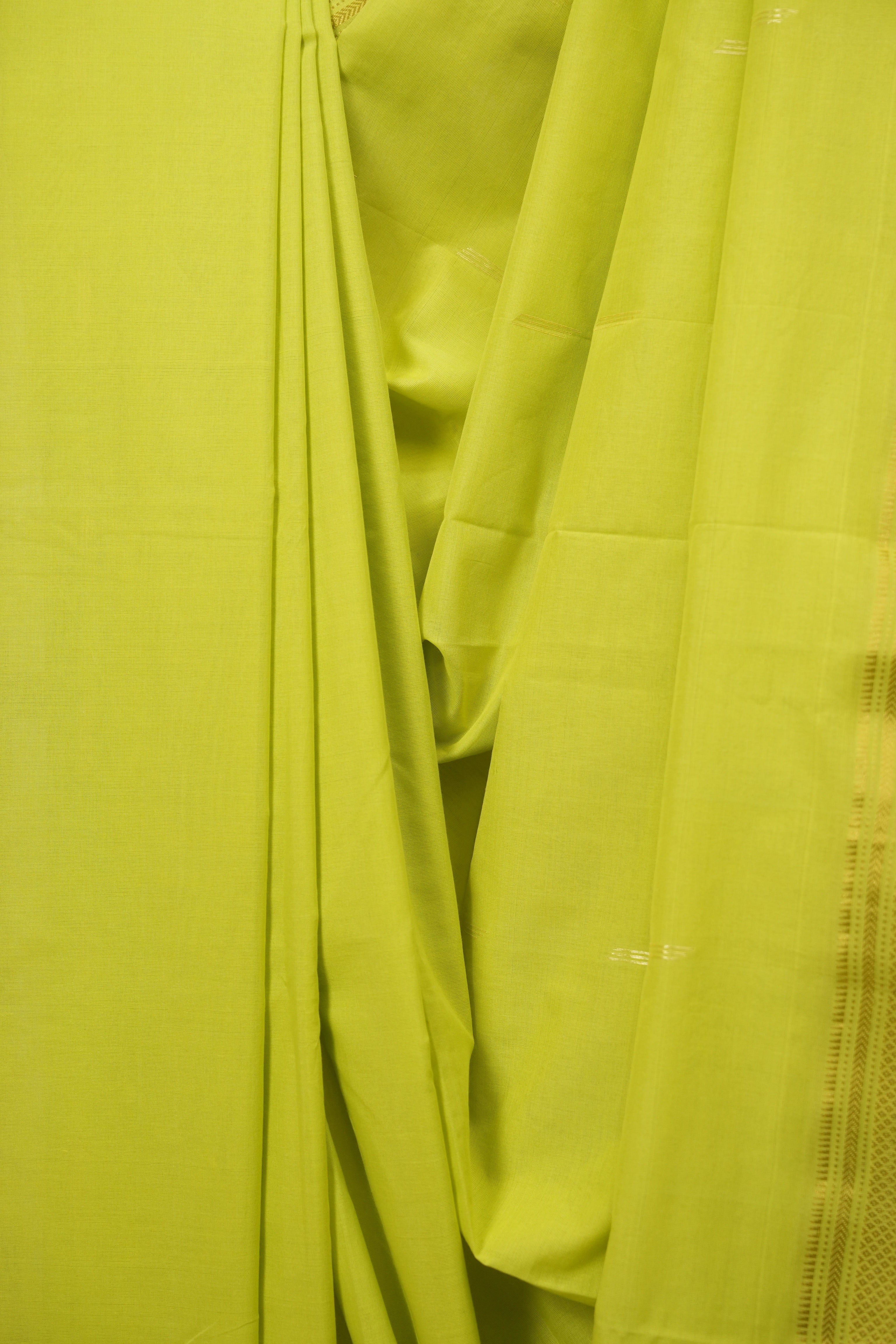Lime Green Cotton Paithani Saree - SRLGCPS839