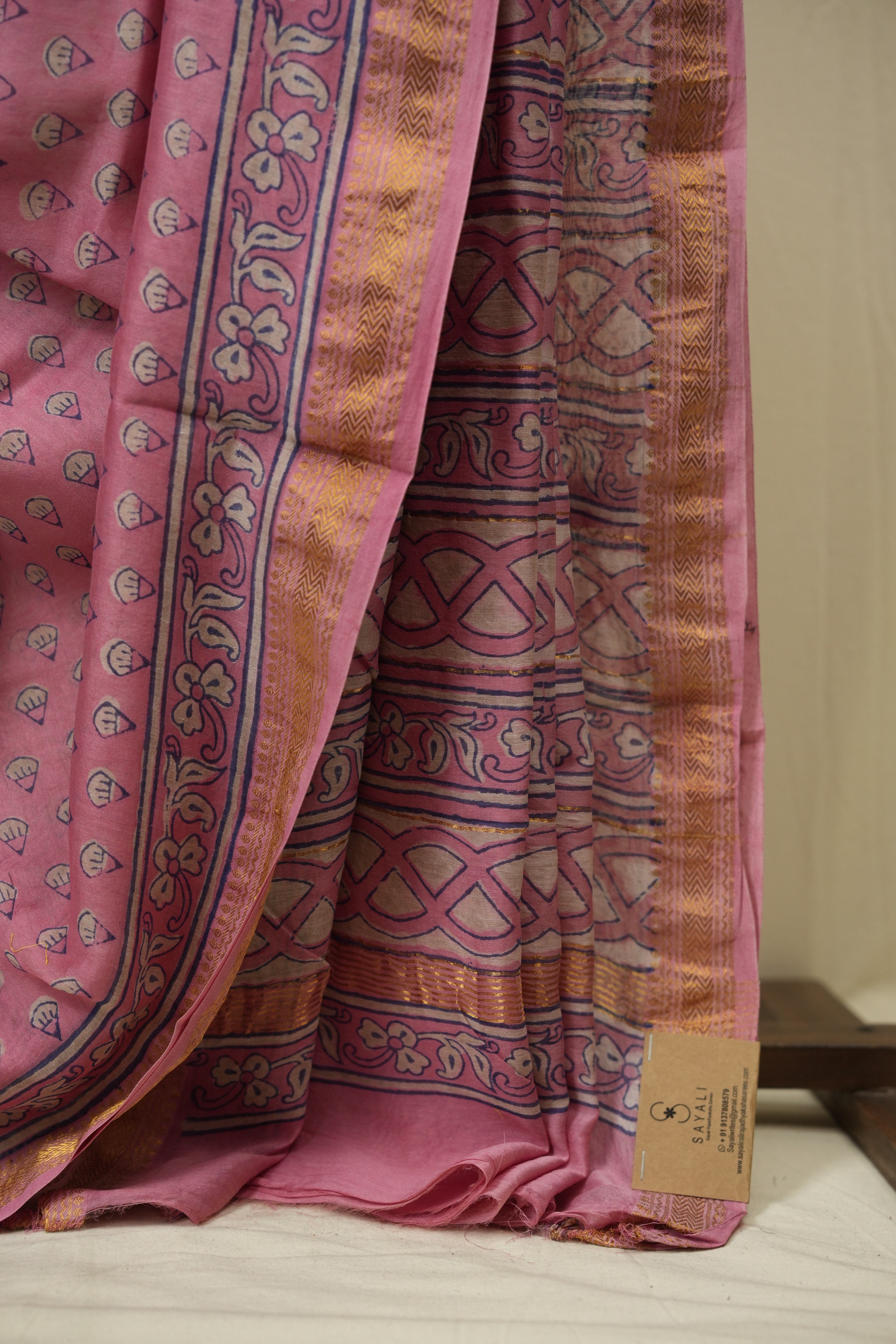 Pink HBP Cotton Silk Saree With Maheshwari Border - SRPCSS1703