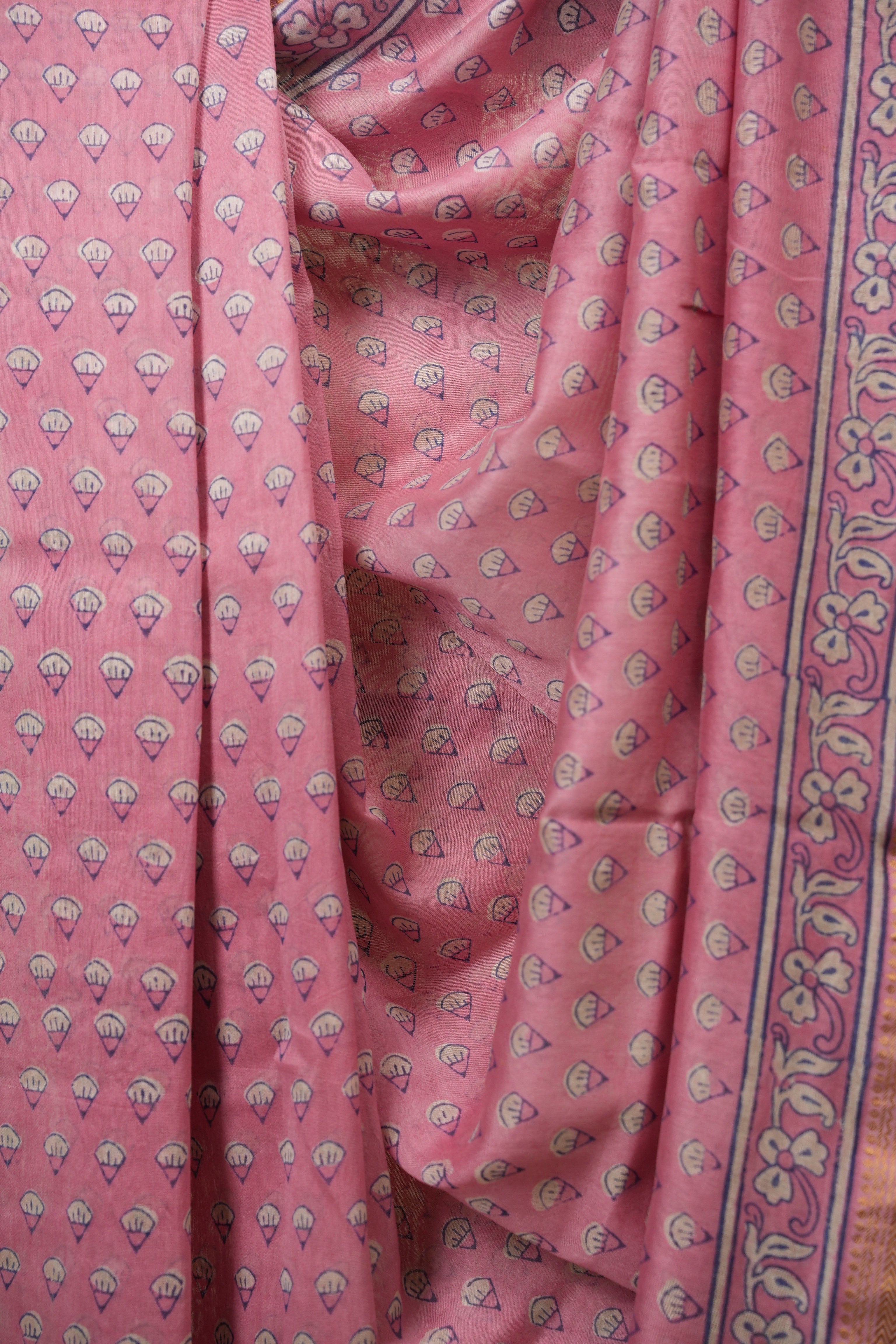 Pink HBP Cotton Silk Saree With Maheshwari Border - SRPCSS1703