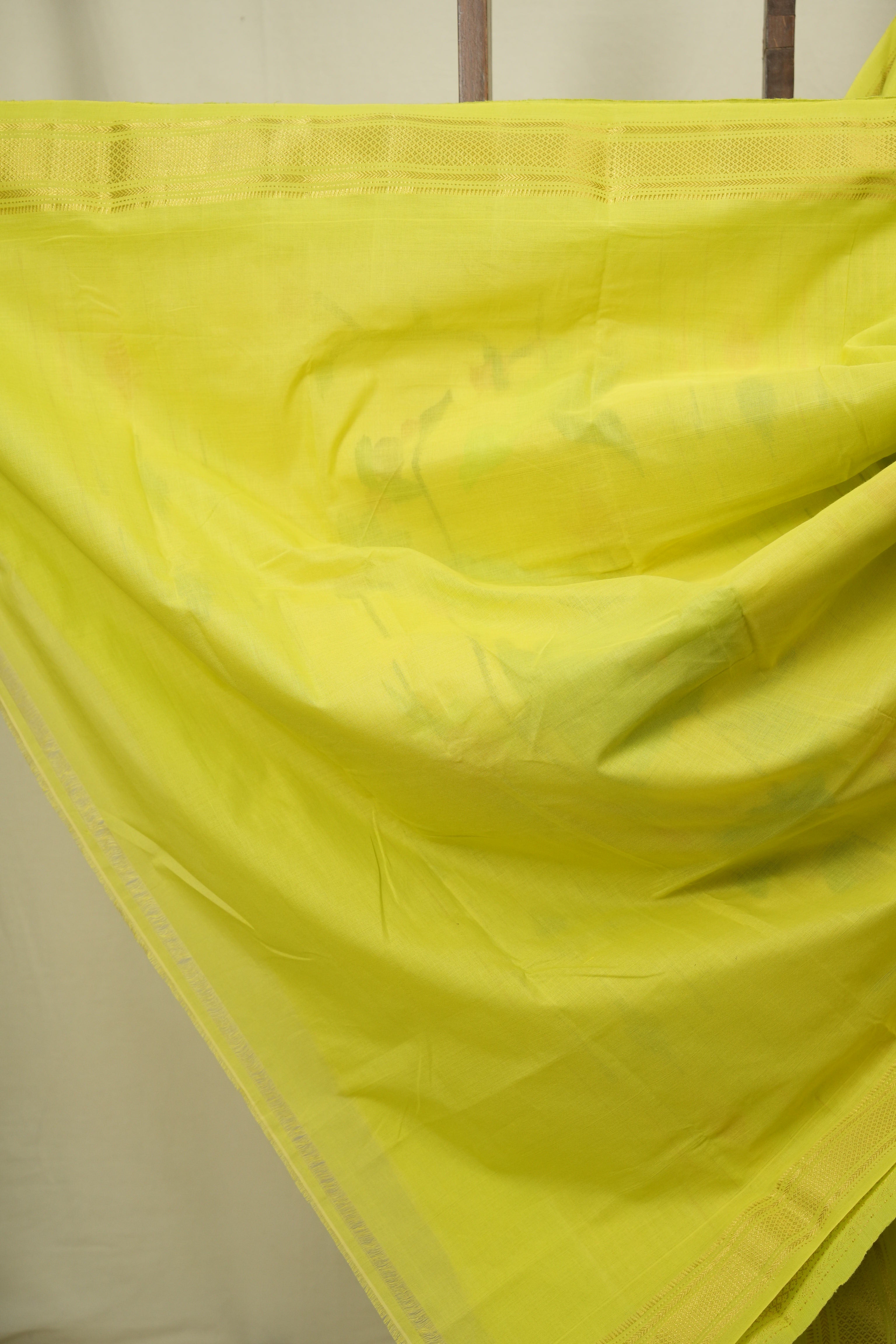 Lime Green Cotton Paithani Saree - SRLGCPS839