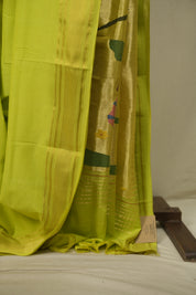 Lime Green Cotton Paithani Saree - SRLGCPS834