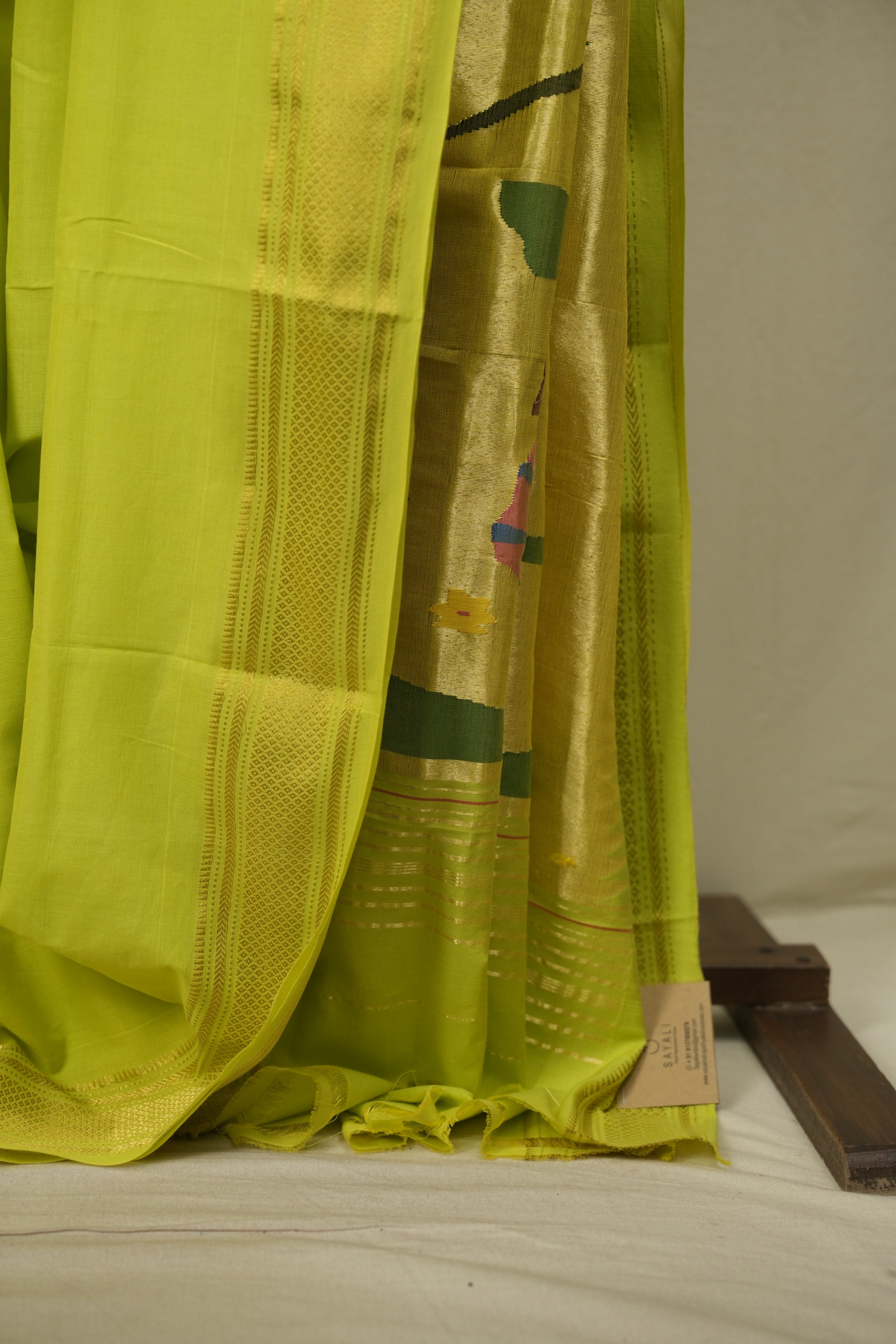 Lime Green Cotton Paithani Saree - SRLGCPS834