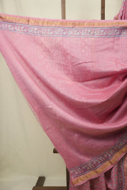 Pink HBP Cotton Silk Saree With Maheshwari Border - SRPCSS1703