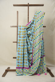 Sky Blue HBP Signature Cotton Saree - SRSBSCS009