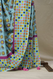 Sky Blue HBP Signature Cotton Saree - SRSBSCS009