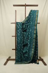 Rama Green HBP Cotton Silk Saree With Maheshwari Border - SRRGCSS1701