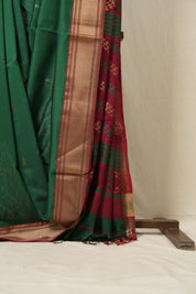Green Silk Maheshwari Saree -SRGSMS196