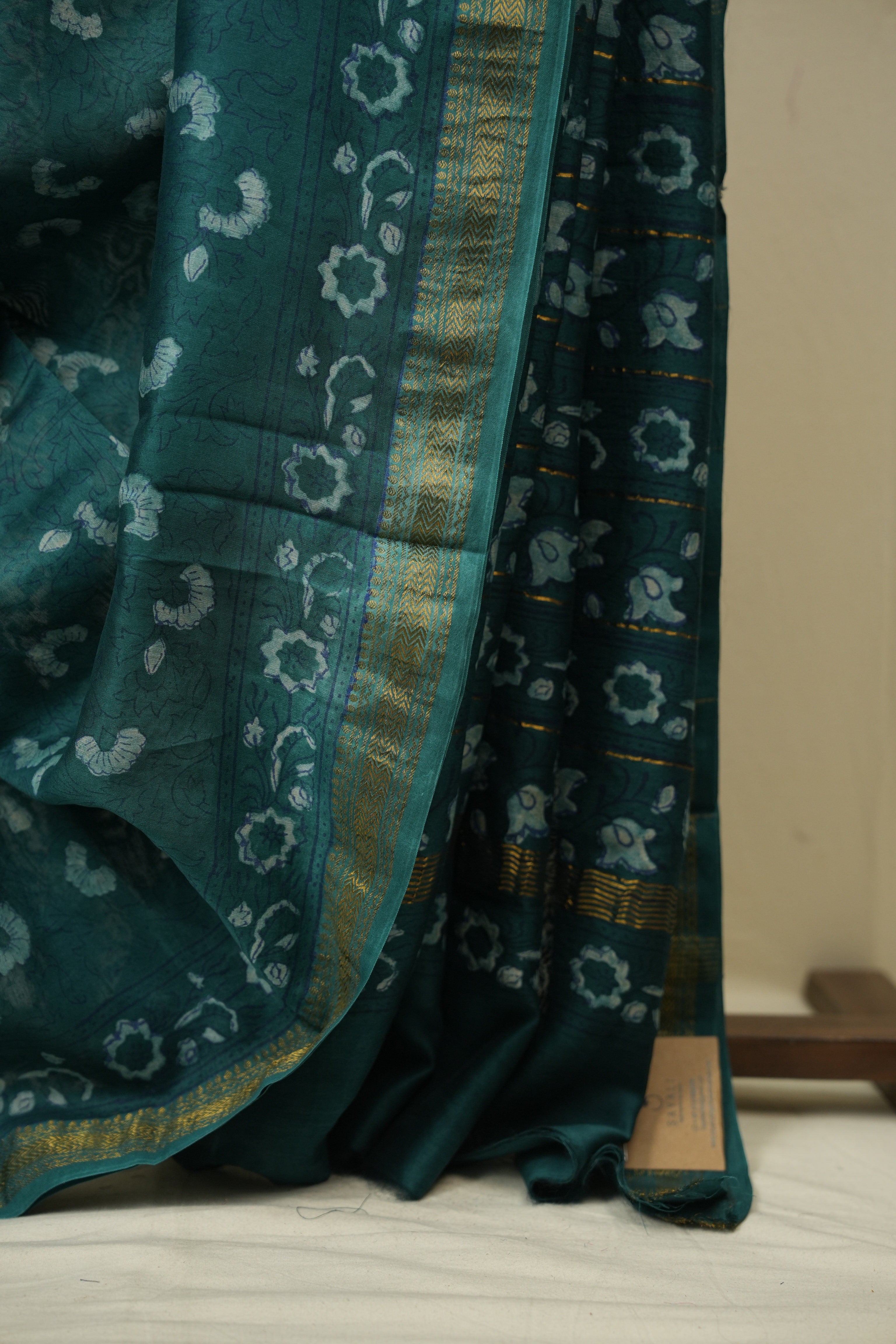 Rama Green HBP Cotton Silk Saree With Maheshwari Border - SRRGCSS1701